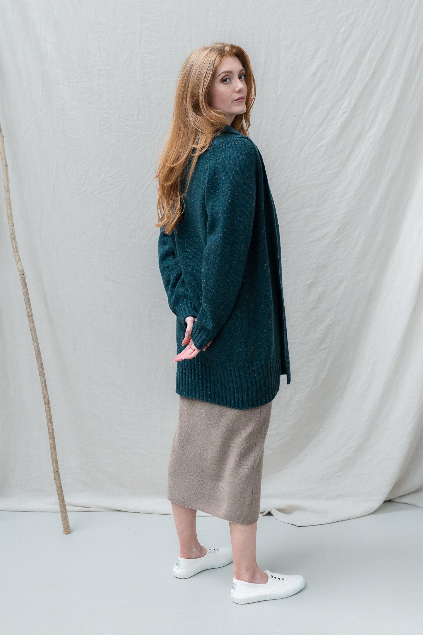The Kent Donegal Merino Wool Cardigan in Charcoal