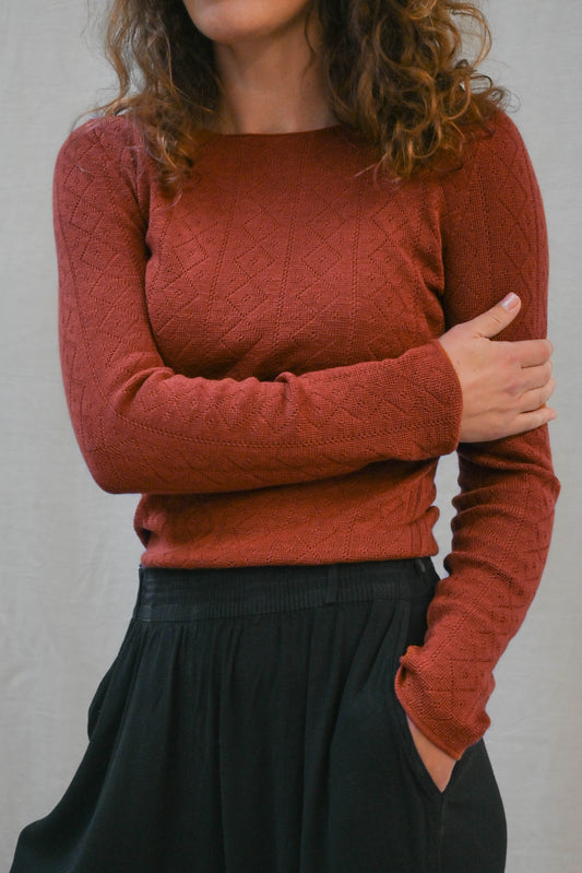 'Tricot de Peau' Fine Merino Base Layer in Henna