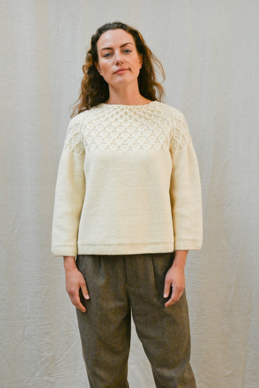 Elba British Wool Sweater in Un-dyed Ecru