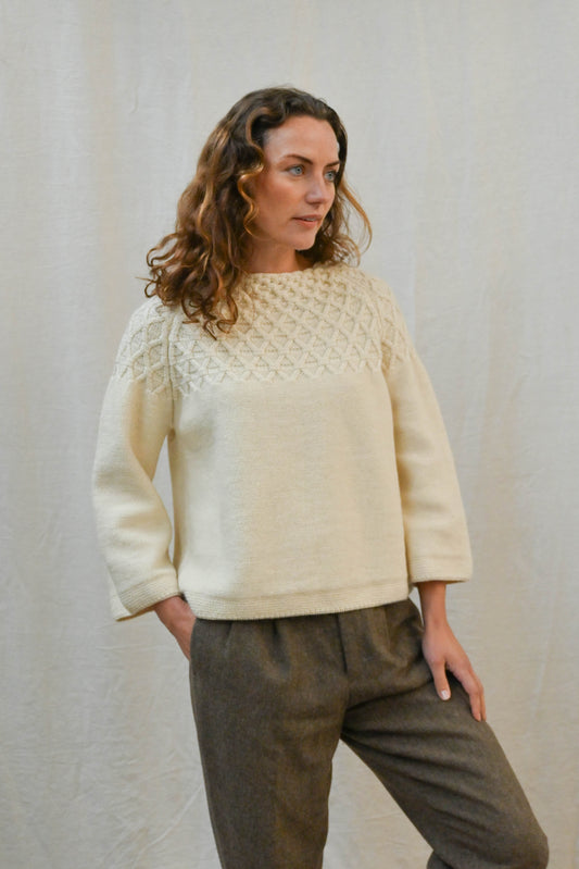 Elba British Wool Sweater in Un-dyed Ecru