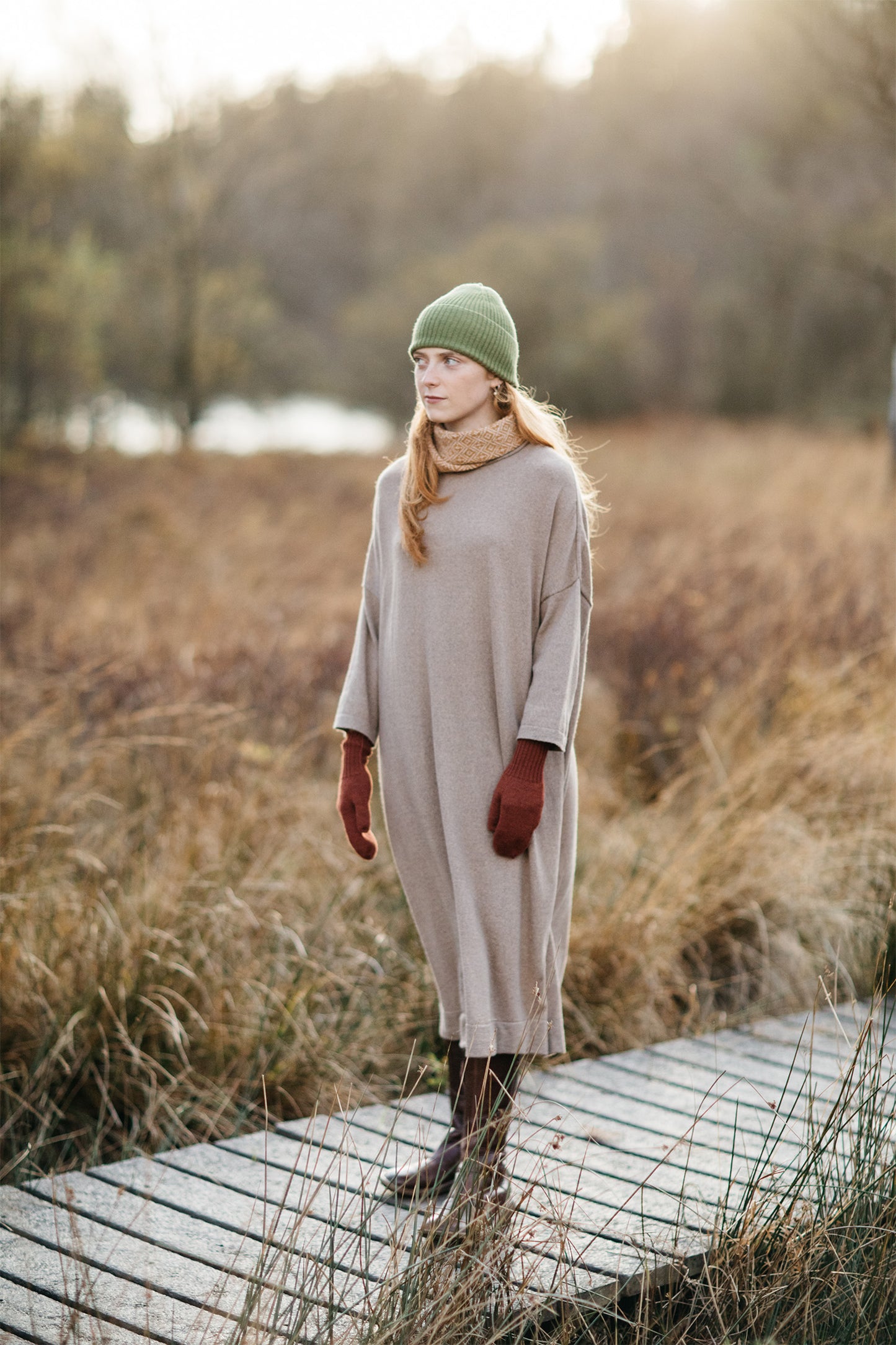 Eden Cocoon Merino Dress in Mushroom