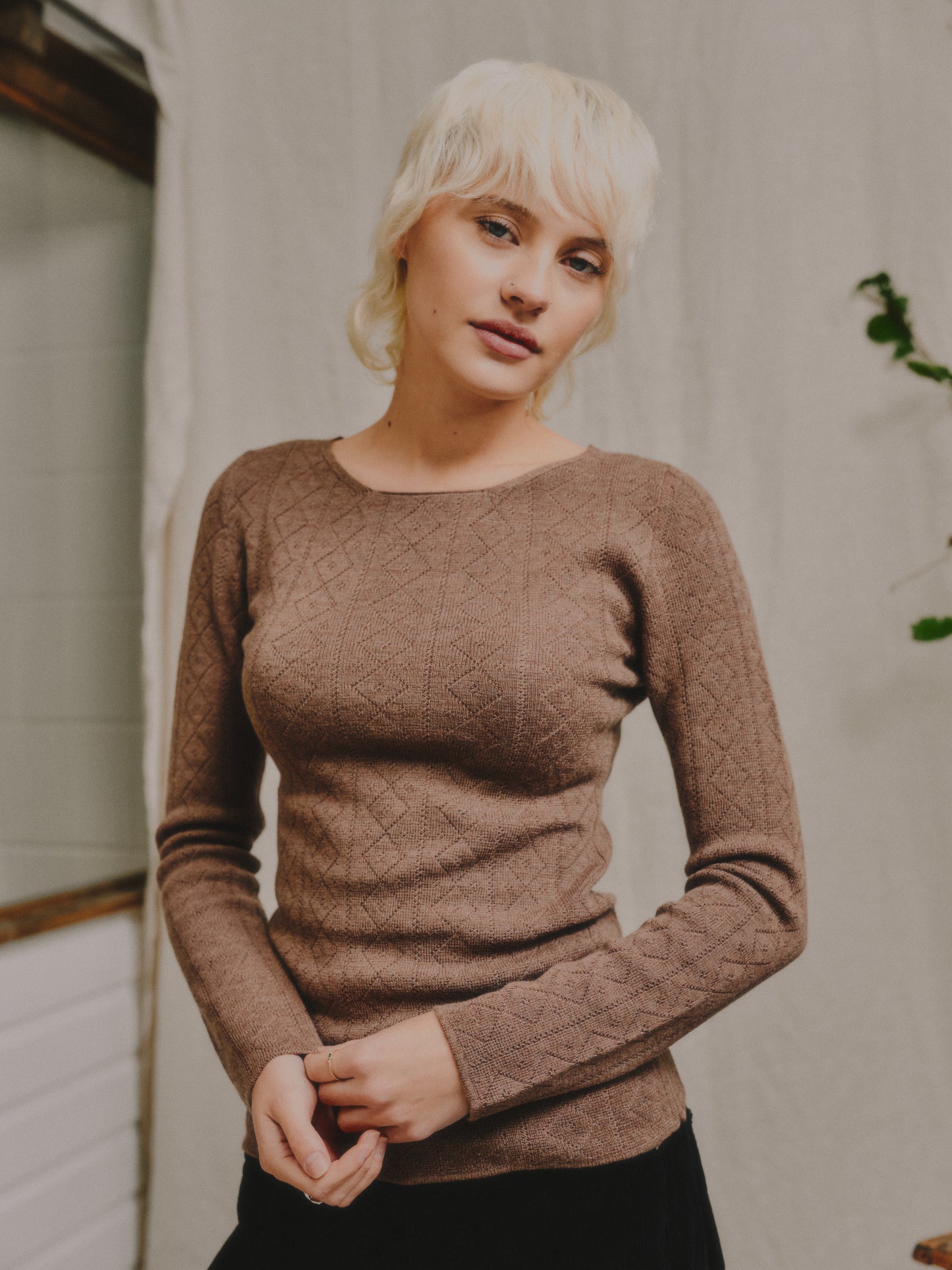 'Tricot de Peau' Fine Merino Base Layer in Mushroom