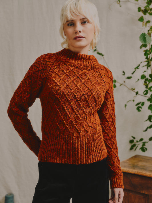 The Blisco Donegal Aran Sweater in Copper