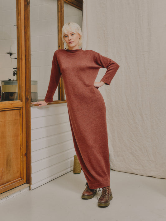 The Seasgair Naturally Dyed Merino Wool Maxi Dress in Heather