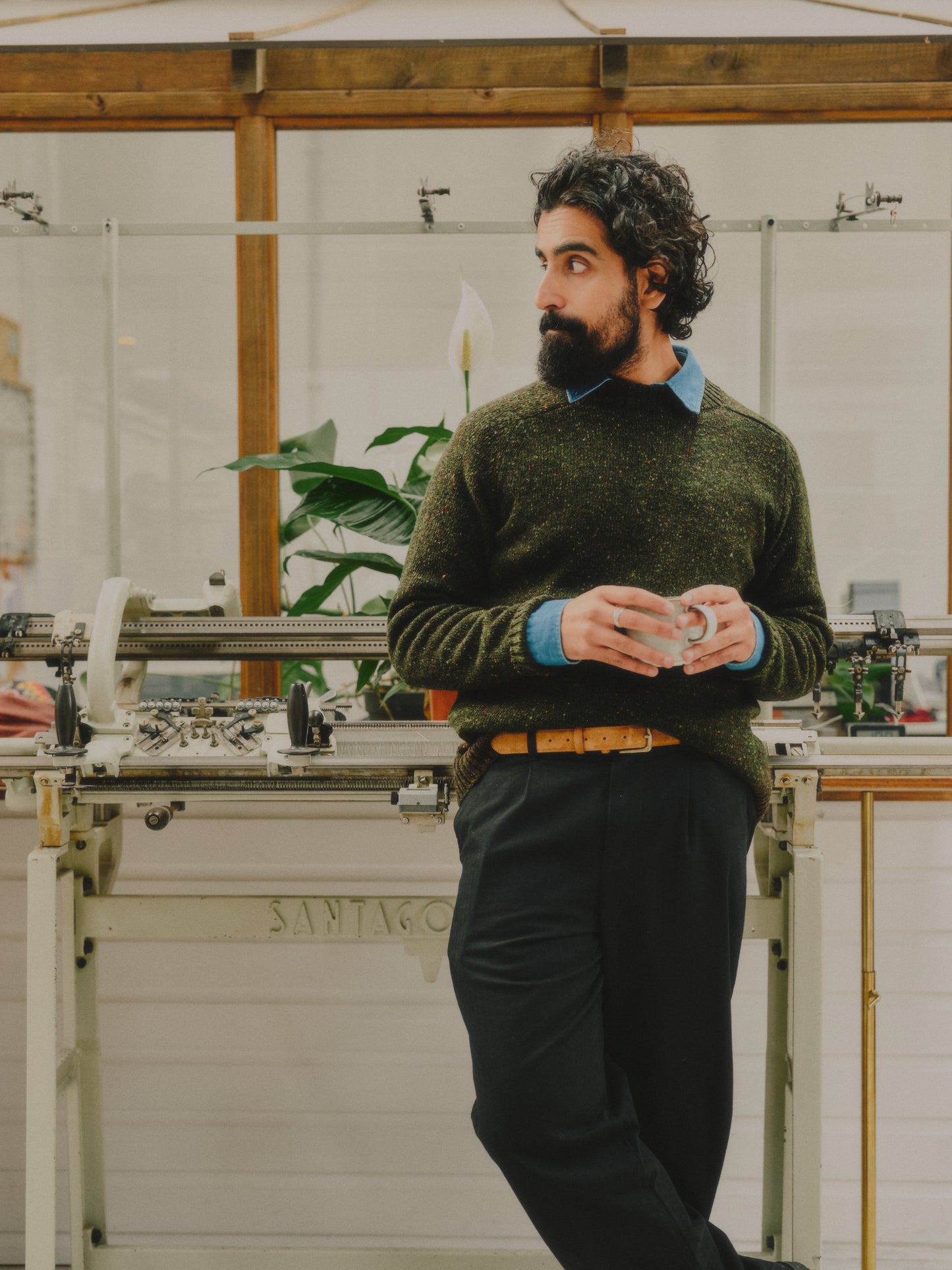 Men's Donegal Sweater in Forest