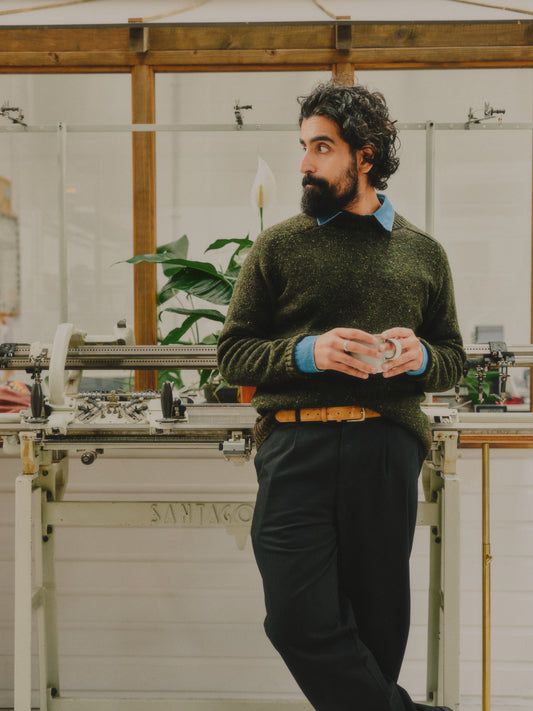 Men's Donegal Sweater in Forest