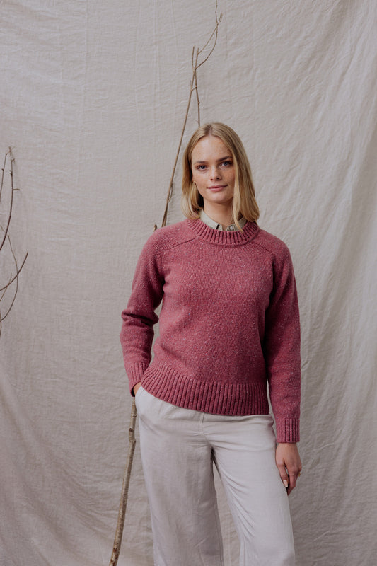 Donegal Merino Wool Sweater in Soft Rose -  Size M