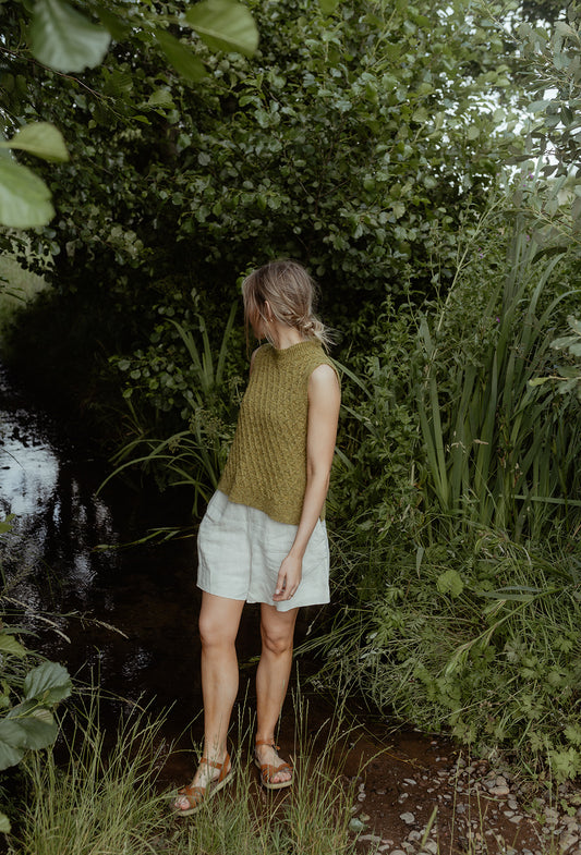 The Lawson Donegal Merino Wool Vest in Lime