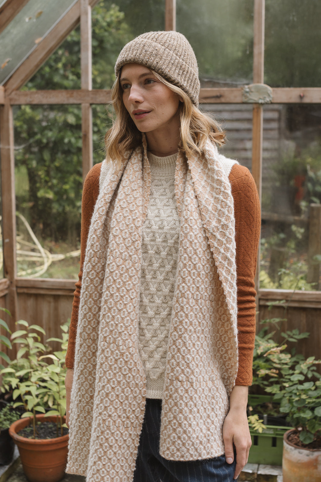 The Orton Weave Scarf in Copper/Ecru