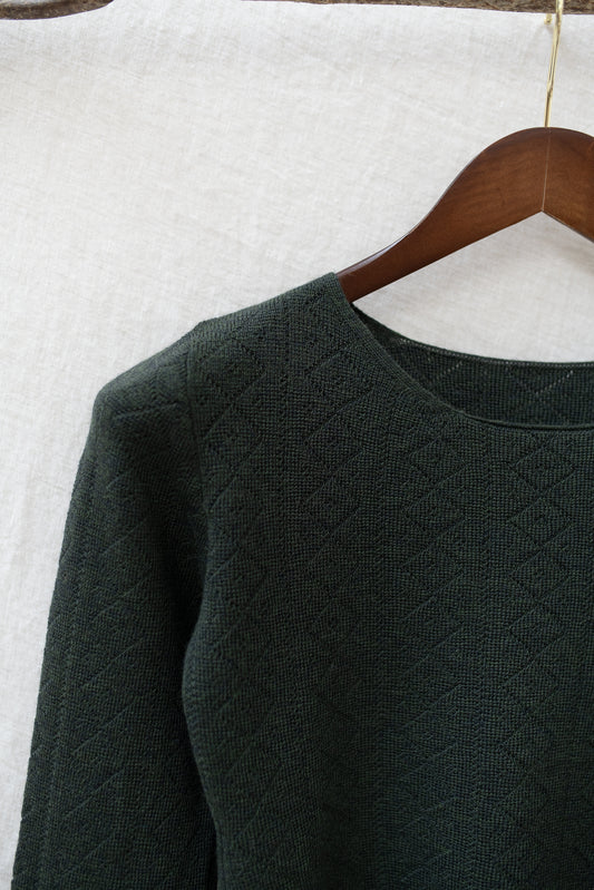 'Tricot de Peau' Fine Merino Wool Base Layer in Forest