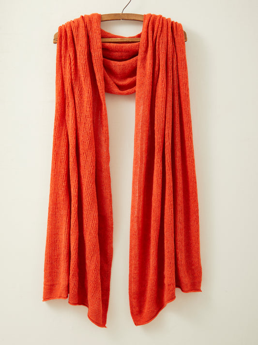 Fine Lambswool Brant Wrap in Burnt Orange