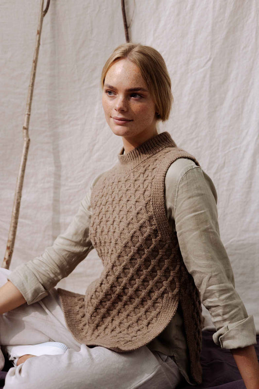 The Elba British Wool Tabard in Soft Brown