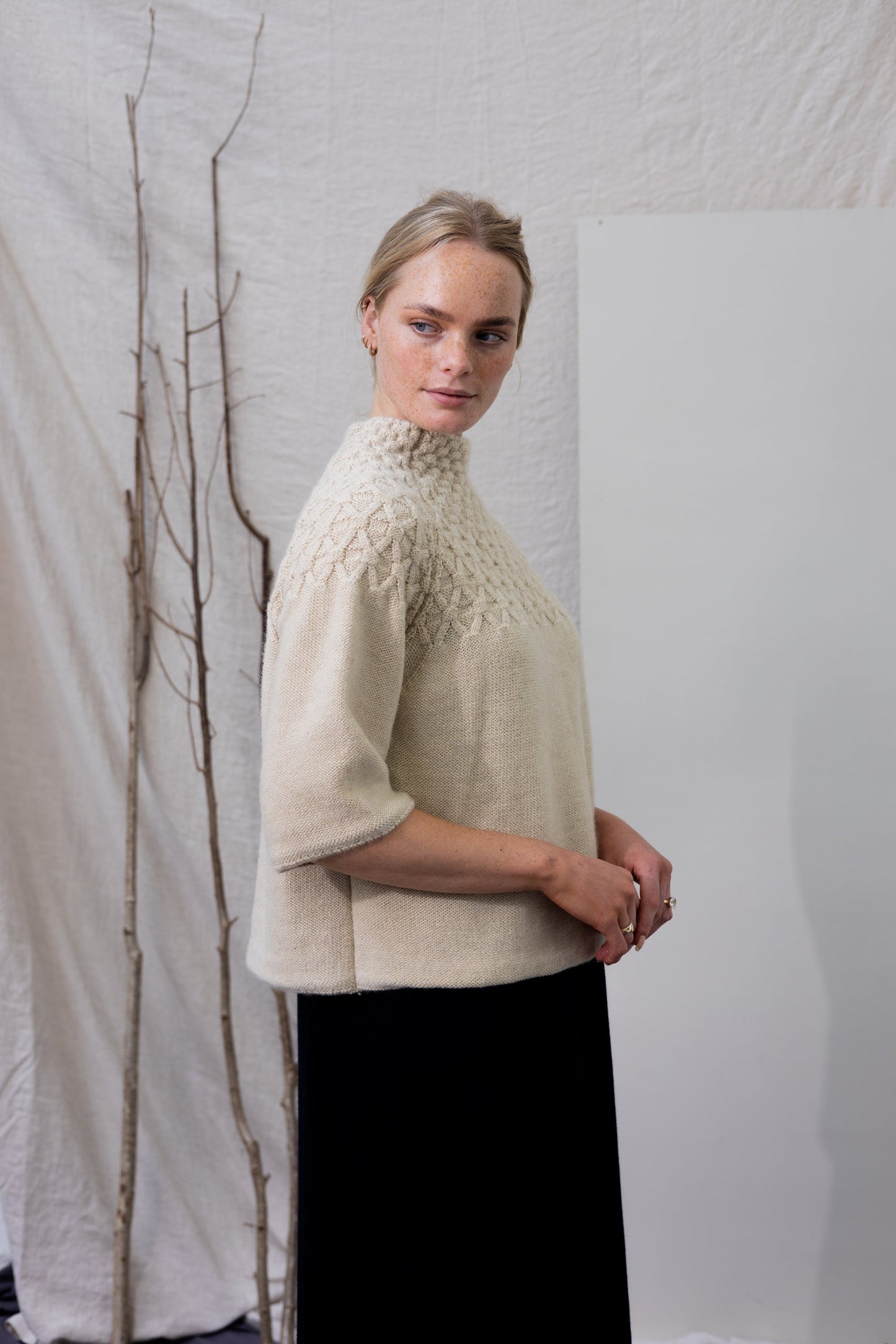 The Elba British Wool Sweater in Un-dyed Steel Grey