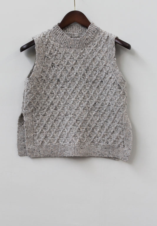 The Lawson Donegal Merino Wool Vest in Stone