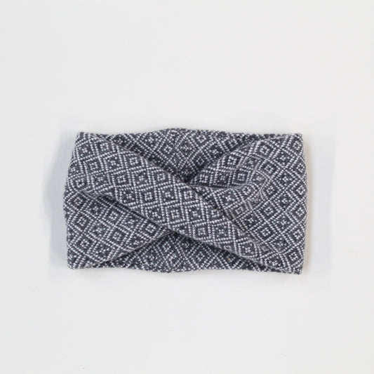 The Nora Lambswool Headwrap/Cowl in Warm Grey/White