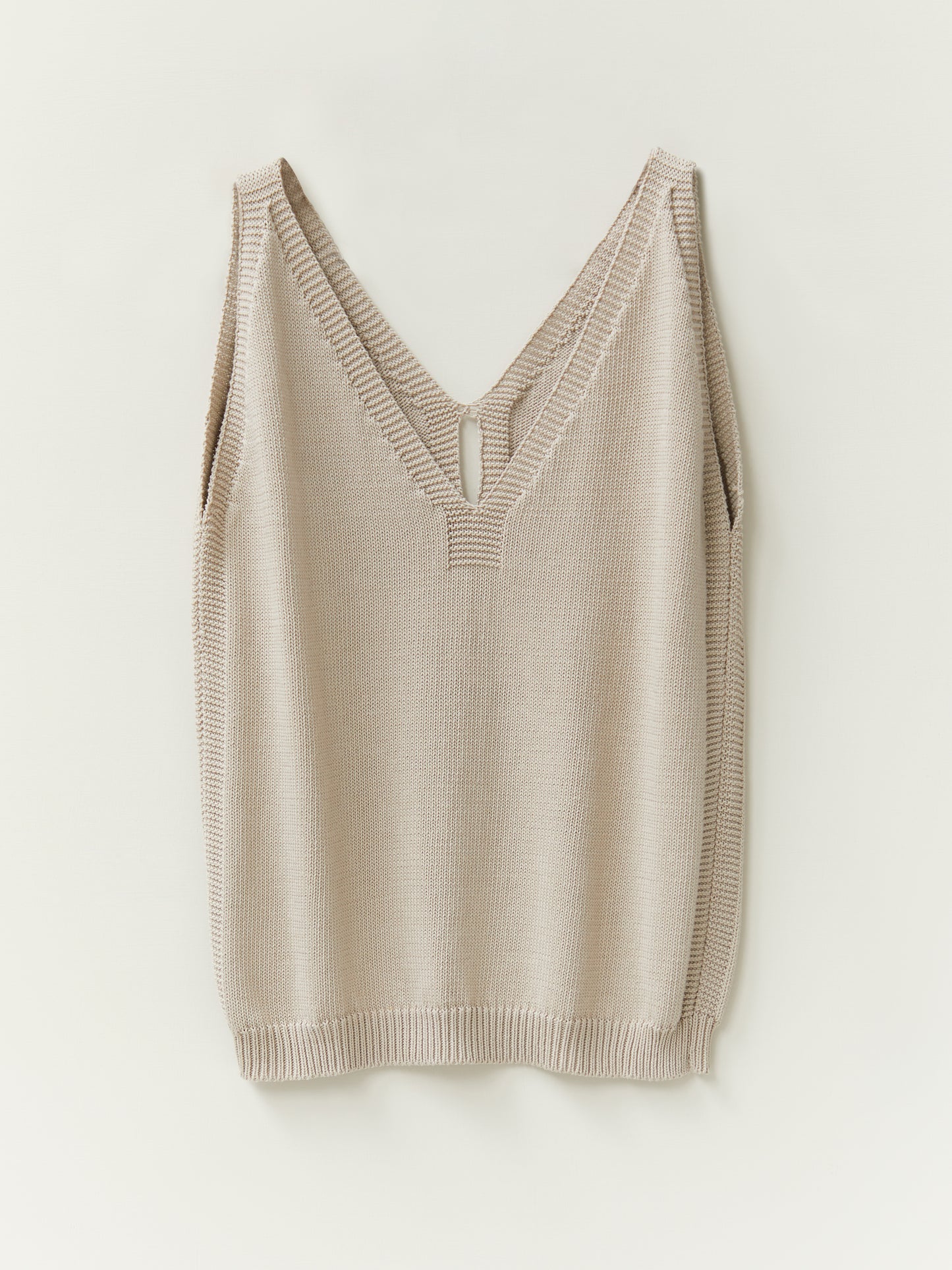 Organic Cotton Knitted Vest in Stone