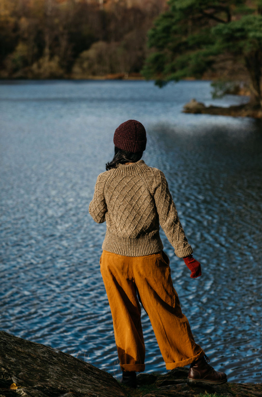 The Blisco Donegal Aran Sweater in Biscuit