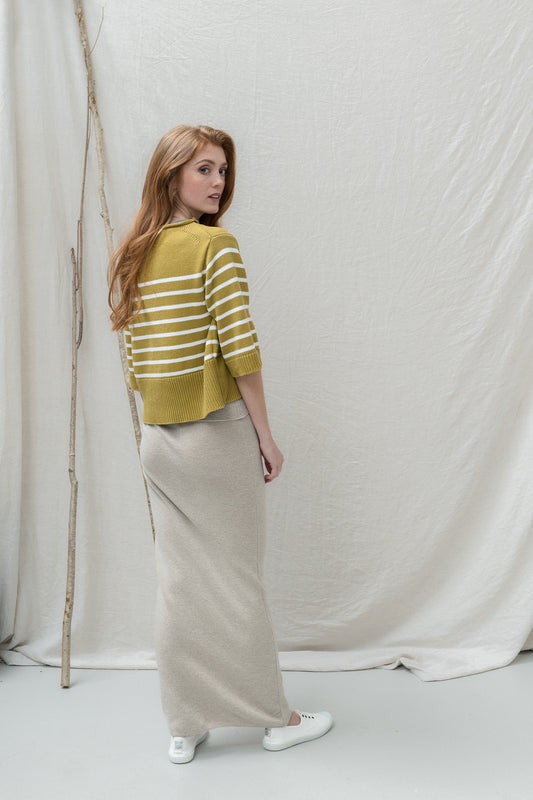 The Marinière Organic Cotton Sweater in Old Gold / Ecru