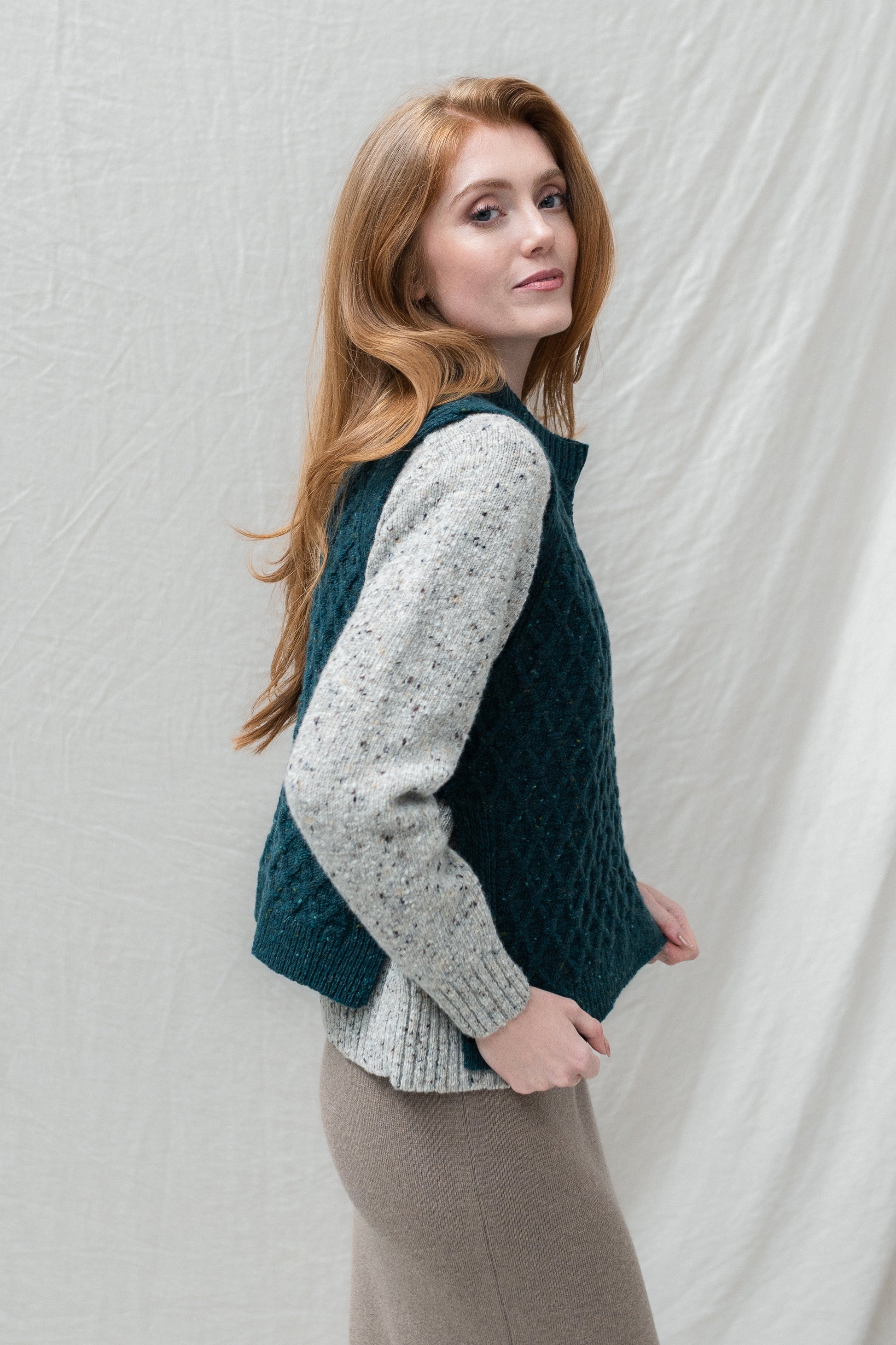 The Lawson Donegal Merino Wool Vest in Lagoon – OUBAS