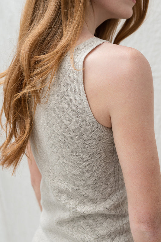 'Tricot de Peau' Fine Merino Camisole Top in Oatmeal