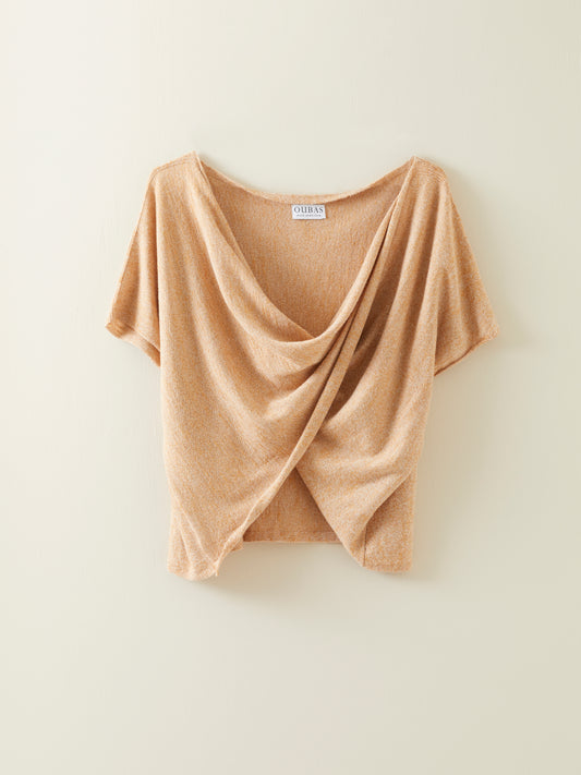 The Beatrix Twist Tee in Undyed Cashmere / Red Eri Silk