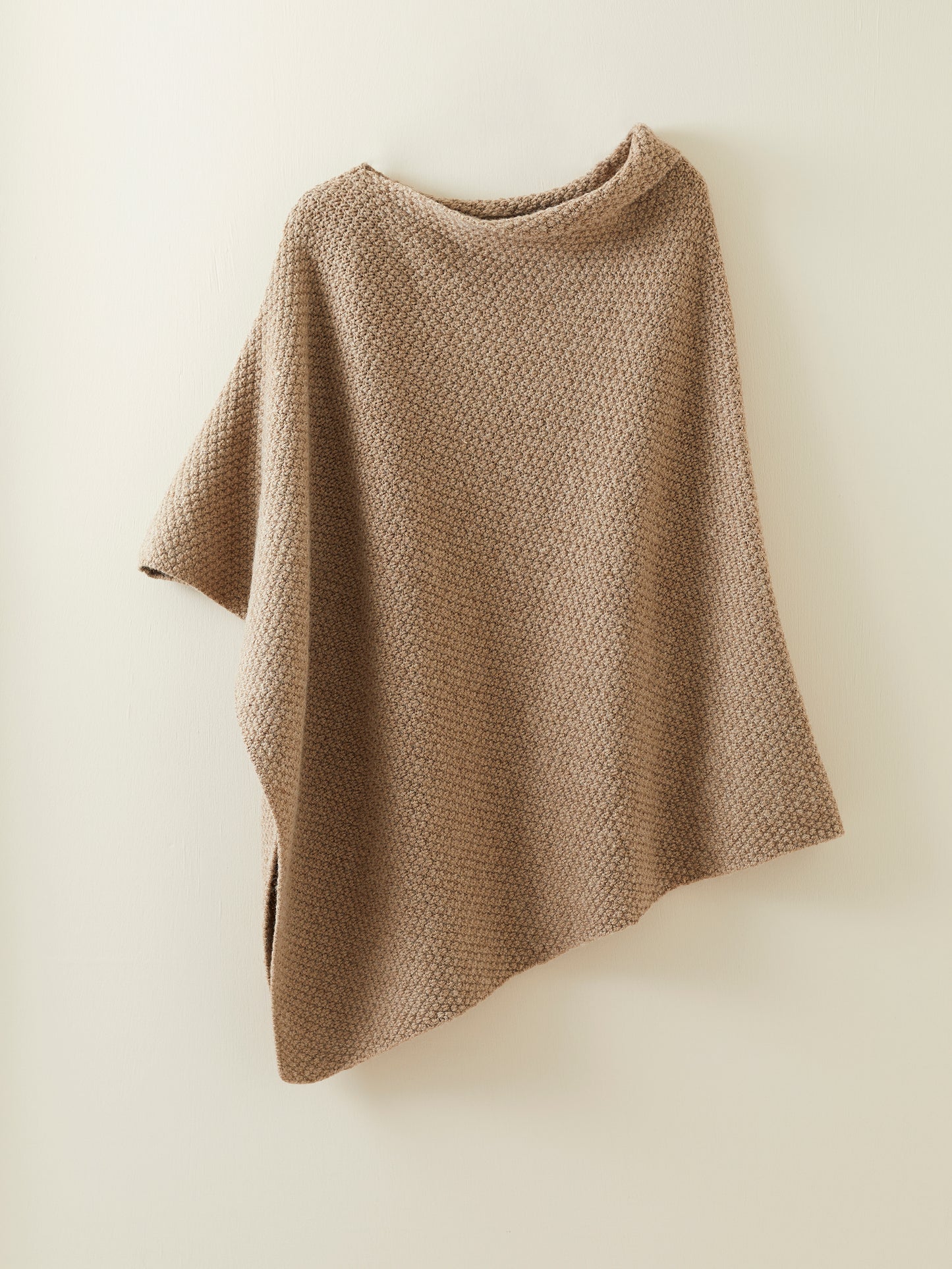 The Hollins British Wool Poncho in Soft Brown - Size Small