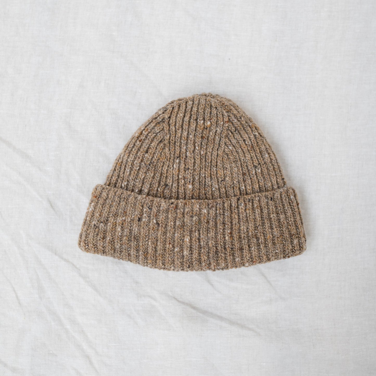 Donegal Merino Wool Beanie Hat in Biscuit