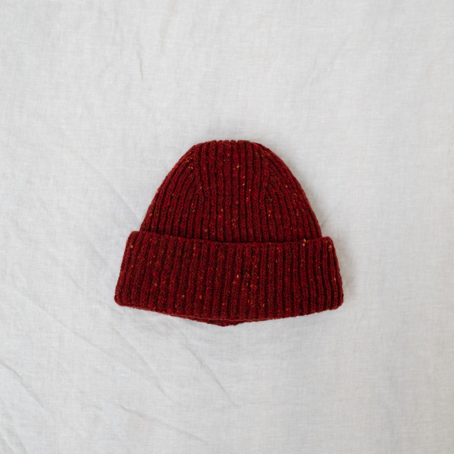 Donegal Merino Wool Beanie Hat in Brick Red