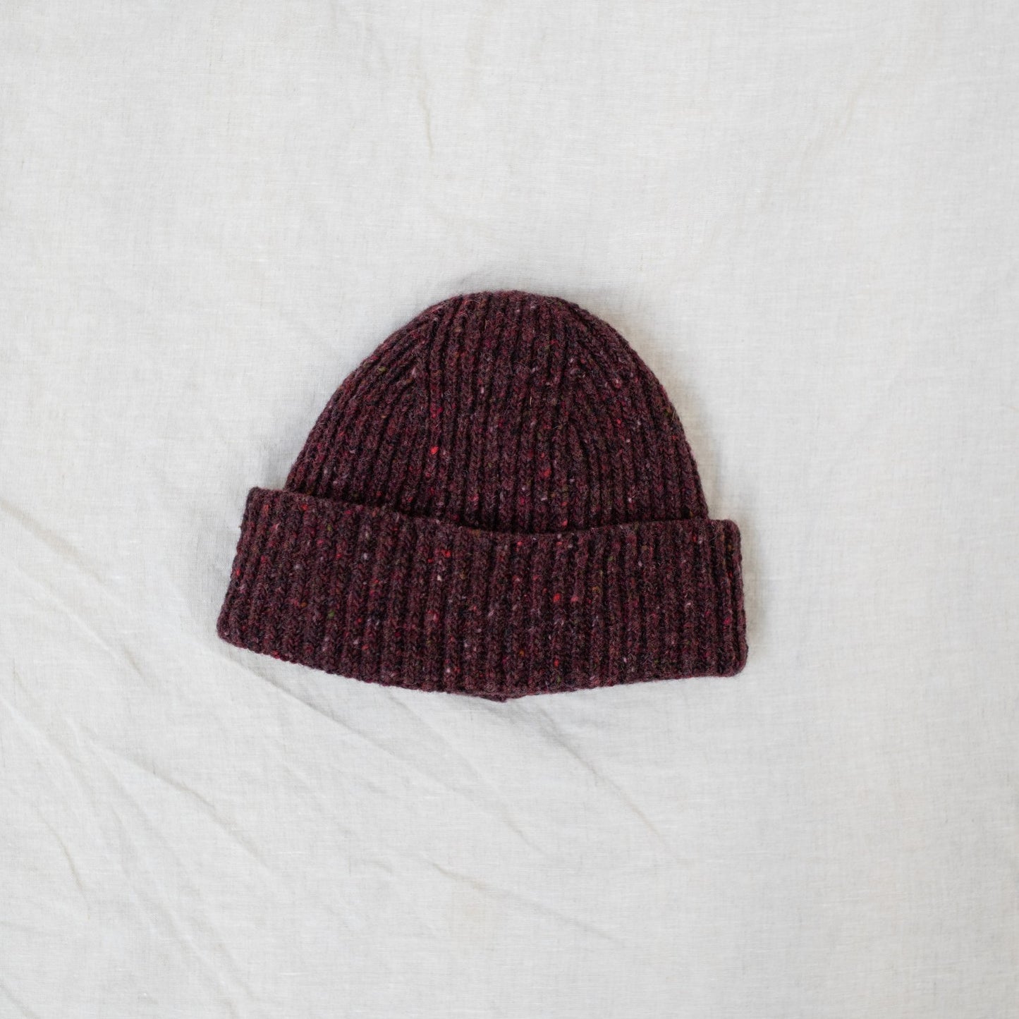 Donegal Merino Wool Beanie Hat in Mulberry