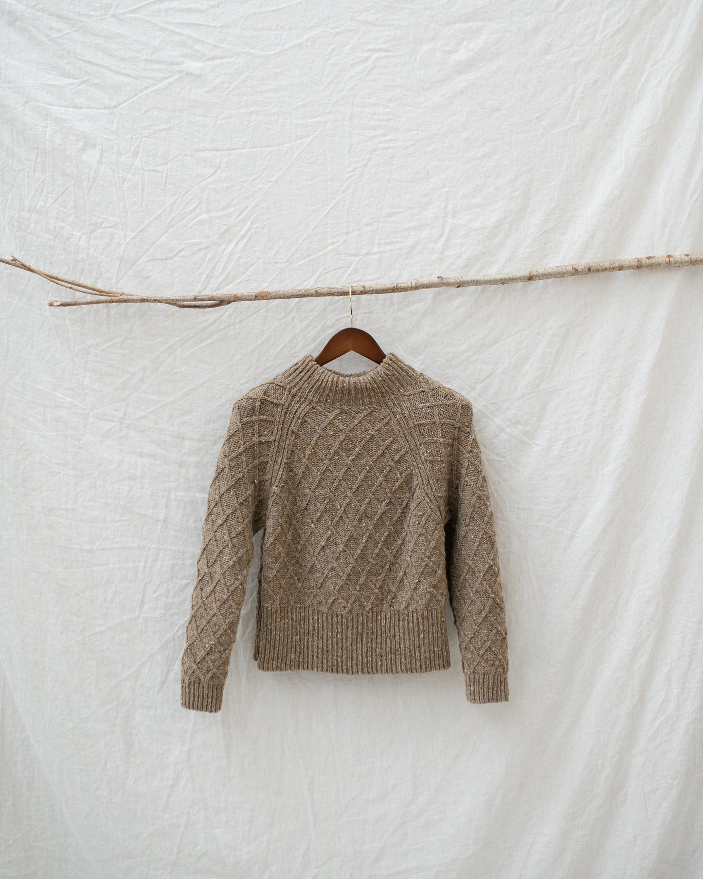 The Blisco Donegal Aran Sweater in Biscuit