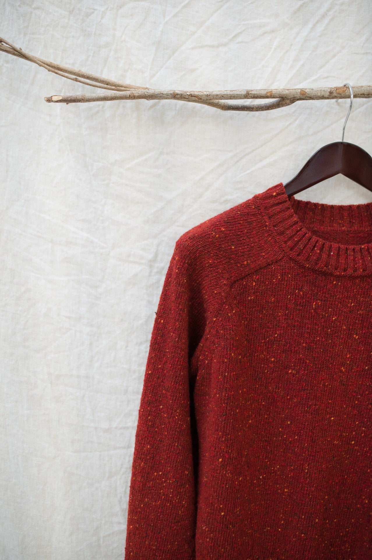 Donegal Merino Wool Sweater in Brick Red