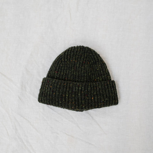 Donegal Merino Wool Beanie Hat in Forest Green