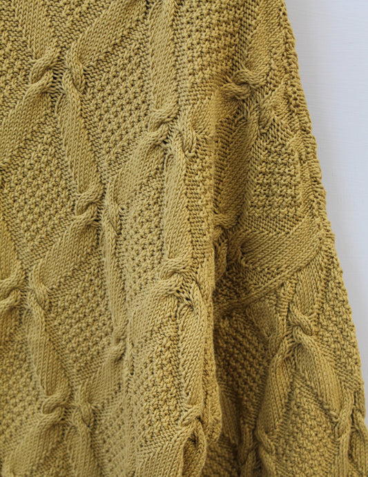 Organic Cotton Cable Sweater in Old Gold