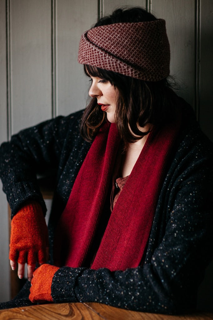Roa Soft Lambswool Twist Headwrap in Russet/Linen - Sample