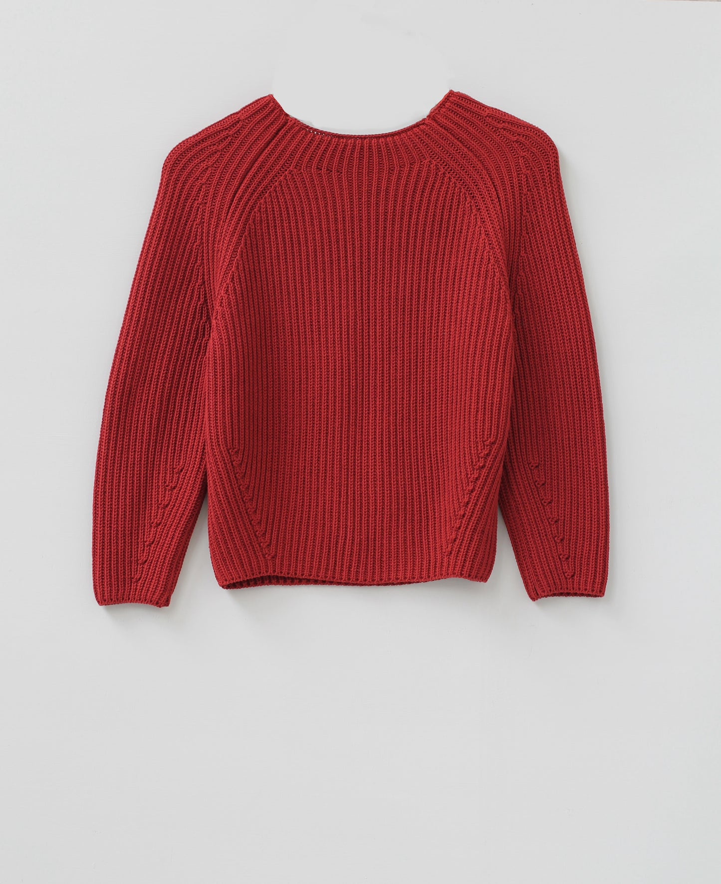 The Claife Organic Cotton Fisherman Rib Sweater in Rich Red